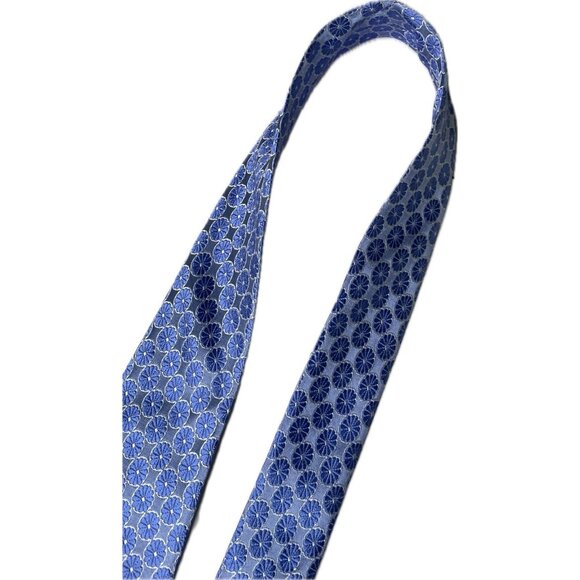 Bardelli 100% Silk Tie Blue Floral Made In USA W: 3.5” L: 62” - Picture 7 of 8